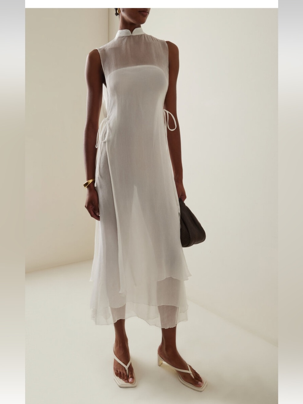 All that remains white Ola Crinkled Silk Maxi Dress NWOT size us 8